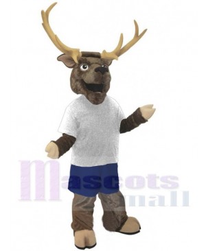 White T-shirt Deer Mascot Costume For Adults Mascot Heads