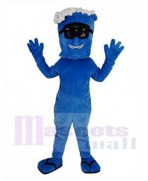 Blue Wave with Black Glasses Mascot Costume