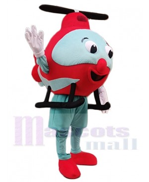 Helicopter Mascot Costume Cartoon with Black Propeller