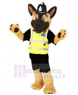 Brown and Black Staffs Police Dog Mascot Costume Cartoon