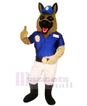 Police Dog with Blue Hat Mascot Costume Cartoon