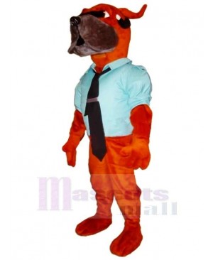 Strong Police Dog with Blue T-shirt Mascot Costume Cartoon