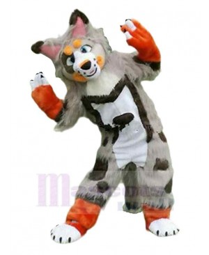 Colorful Husky Dog Wolf Mascot Costume Animal with Pink Ears