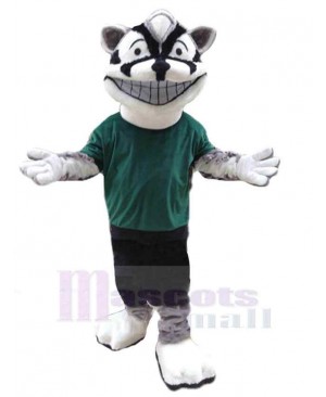 Smiling Hyena Dog Mascot Costume Animal in Green T-shirt