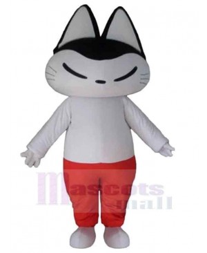 Black and White Cat Mascot Costume Animal in Red Pants