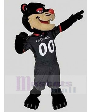 Sport Black Cat Mascot Costume Animal with Red Nose