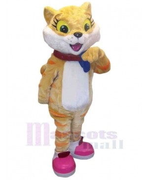 Superb Happy Yellow Cat Mascot Costume Animal