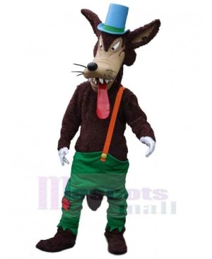 Bad Wolf Mascot Costume Animal with Blue Hat
