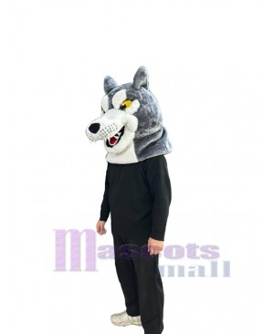 Gray Wolf Mascot Costume Animal Head Only