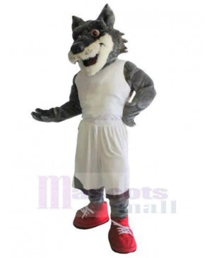 Power Sport Wolf Mascot Costume Animal in White Clothes