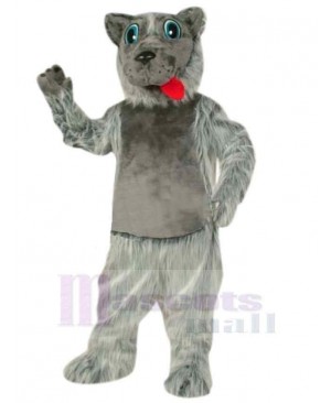 Cute Wolf Mascot Costume Animal with Red Tongue