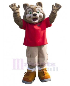Happy Big Eyes Brown Wolf Mascot Costume Animal
