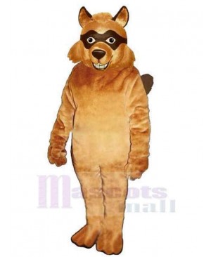 Smiling Brown Wolf Mascot Costume Animal Adult
