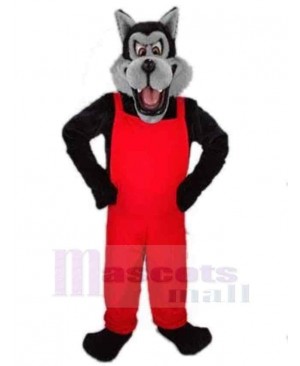 Bad Wolf Mascot Costume Animal in Red Clothes