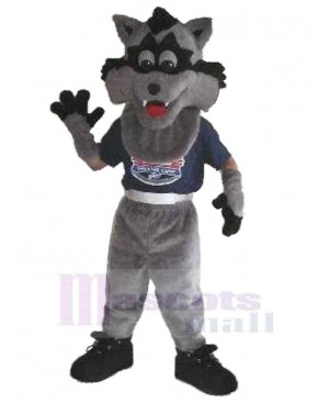 Cool Gray Wolf Mascot Costume Animal with Black Shoes