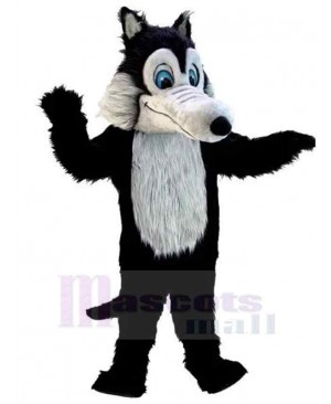 Black Wolf Plush with Gray Belly Mascot Costume Animal