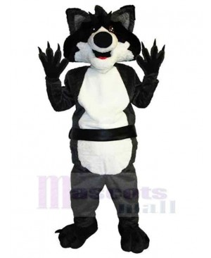 Happy Black Wolf with Sharp Claws Mascot Costume Animal