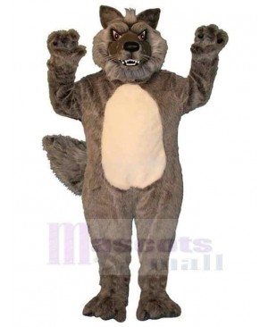 Brown and Gray Plush Wolf Mascot Costume Animal Adult
