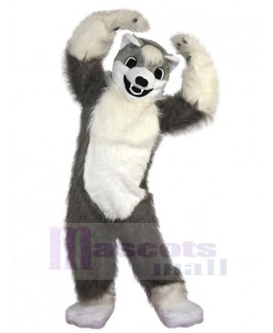 Lovely White and Gray Wolf Mascot Costume Animal