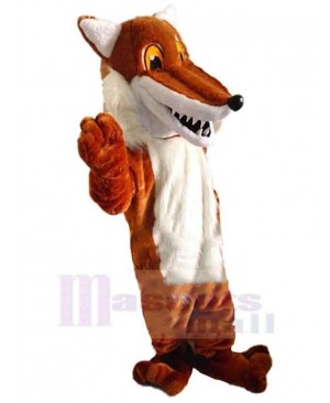 Pointed Mouth Orange Wolf Mascot Costume Animal