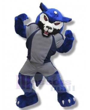 Power College Blue Wolf Mascot Costume Animal