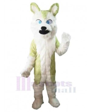 Waving Green and White Wolf Mascot Costume Animal