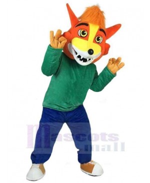 Optimistic Orange Wolf Mascot Costume Animal
