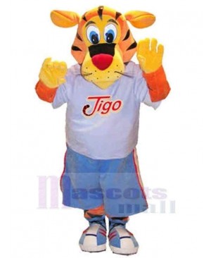 Sport Tiger Mascot Costume Animal in White T-shirt