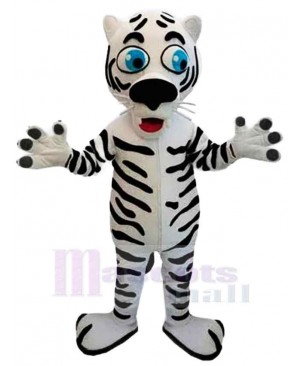 Slim Black and White Tiger Mascot Costume Animal