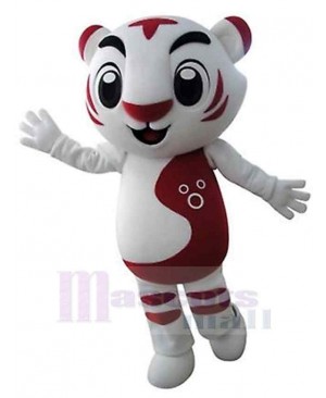 Red and White Tiger Feline Mascot Costume Animal