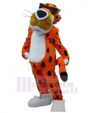 Orange Cheetah Leopard Mascot Costume Animal with Glasses