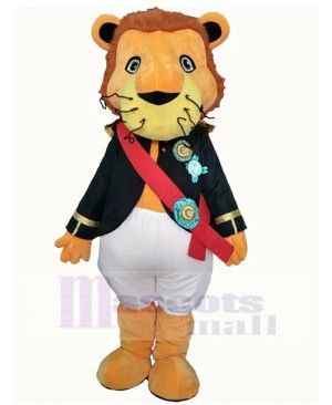 Cool Badge Soldier Lion Mascot Costume Animal