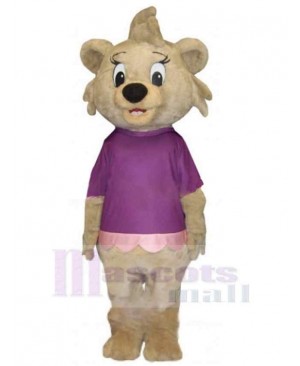 Girl Lion Mascot Costume Animal in Purple T-shirt
