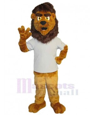 Adult Brown Lion Mascot Costume Animal in White T-shirt