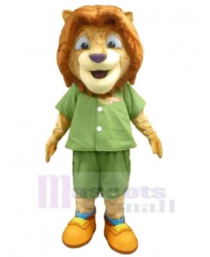 Little Lion Mascot Costume Animal in Green Outfit