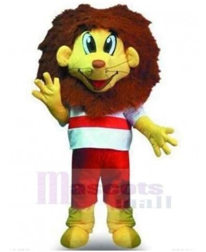 Lion Mascot Costume Animal in Red and White Striped T-shirt