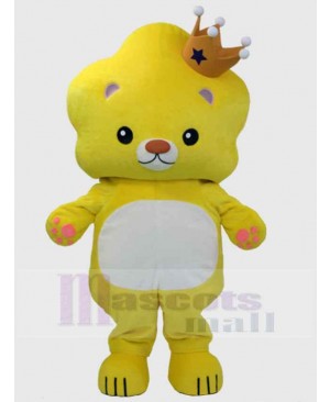 Brown Crown Yellow Lion Mascot Costume Animal
