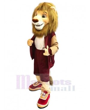 Happy Lion Mascot Costume Animal with Red Shoes