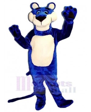 Happy Blue Panther Mascot Costume Animal