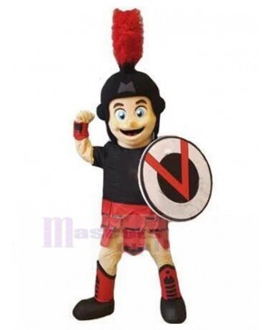 Spartan Knight with Red Armor Mascot Costume People