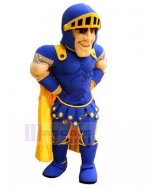 Knight with Blue Armor Mascot Costume People