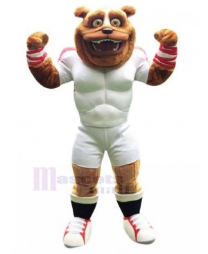 Sport Bulldog Muscle Dog Mascot Costume in White Tights