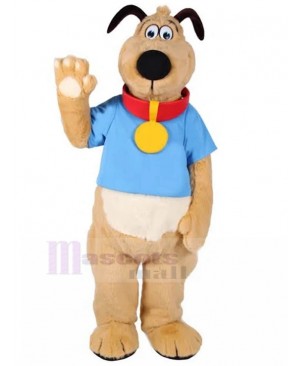 Light Brown Thomson The Dog Mascot Costume with Blue T-shirt Animal