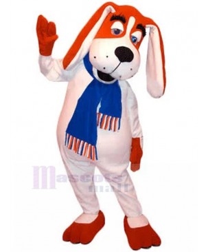 Long-Eared Red and White Dog Mascot Costume with Blue Scarf Animal
