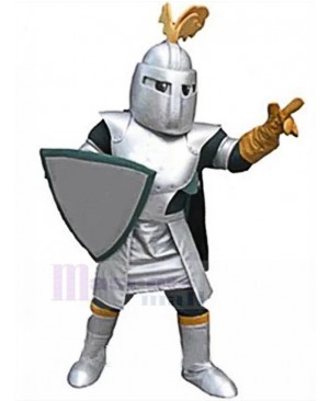 Strong Knight with Gothic Helmet Mascot Costume People