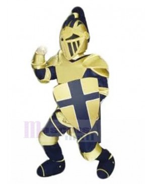 Blue and Yellow Medieval Knight Mascot Costume People
