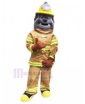 Smiling British Bulldog Fire Dog Mascot Costume