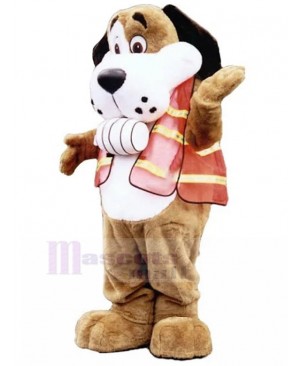 Brown and White Boxer Dog Mascot Costume with Headset