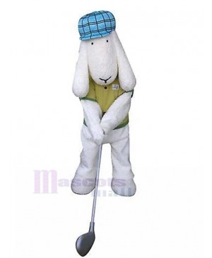 White American Pit Bull Terrier Golfer Dog Mascot Costume