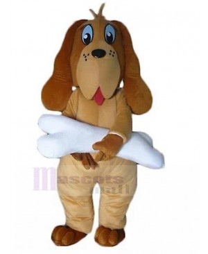 Long-eared Brown Bloodhound Dog Mascot Costume with Big Bone Animal